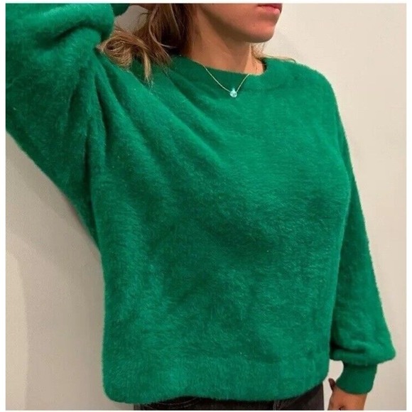 Aerie Flurry Crew Neck Sweater Oversized Green Women's Size Small - Picture 4 of 7